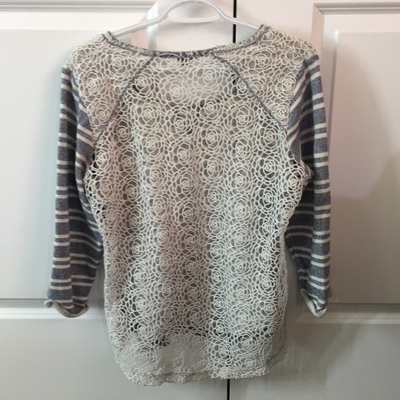 Guess Striped Shirt With Floral Lace Back - Picture 2 of 2